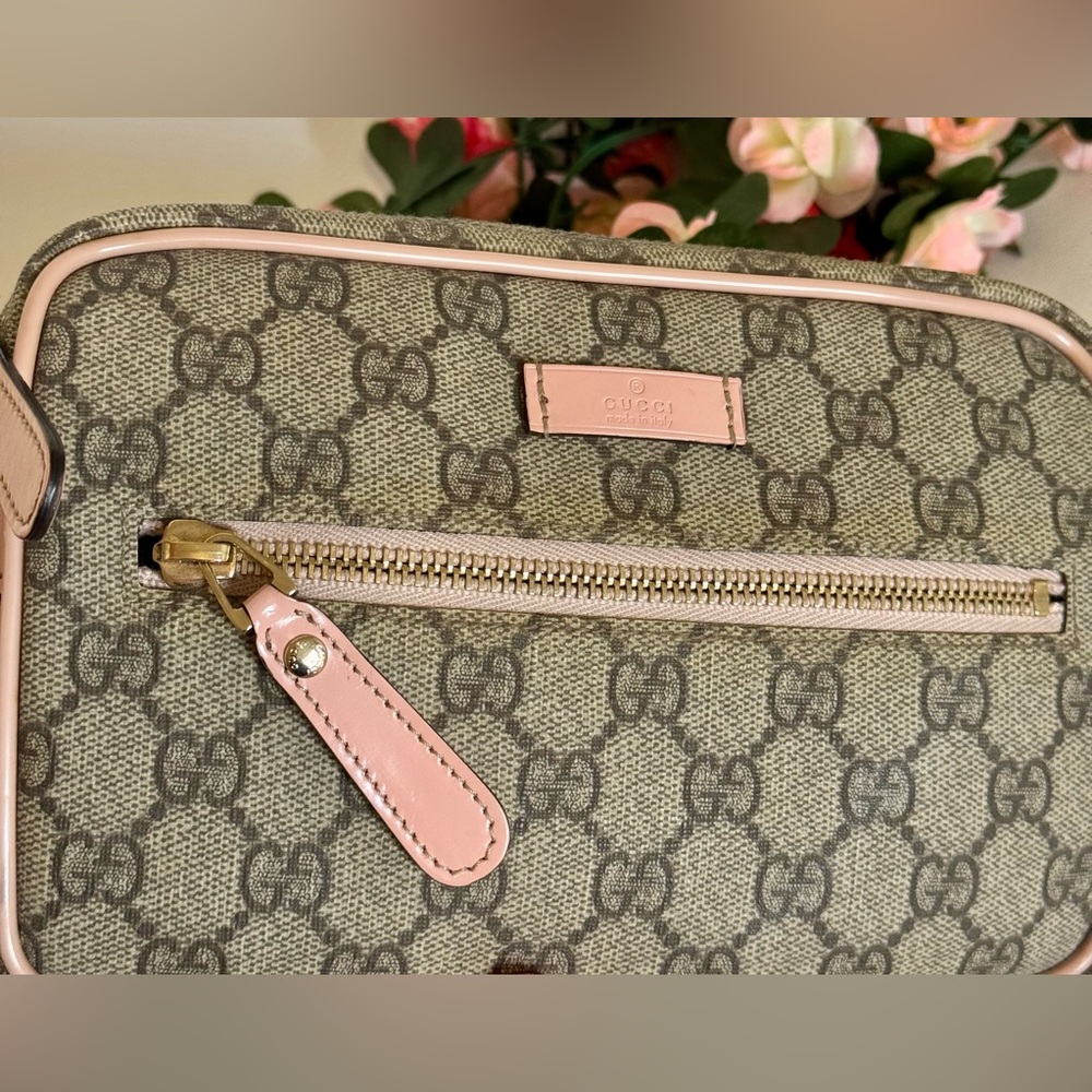 Stunning Gucci GG Supreme Canvas Crossbody Camera Bag Beige Pink - Picture 10 of 16